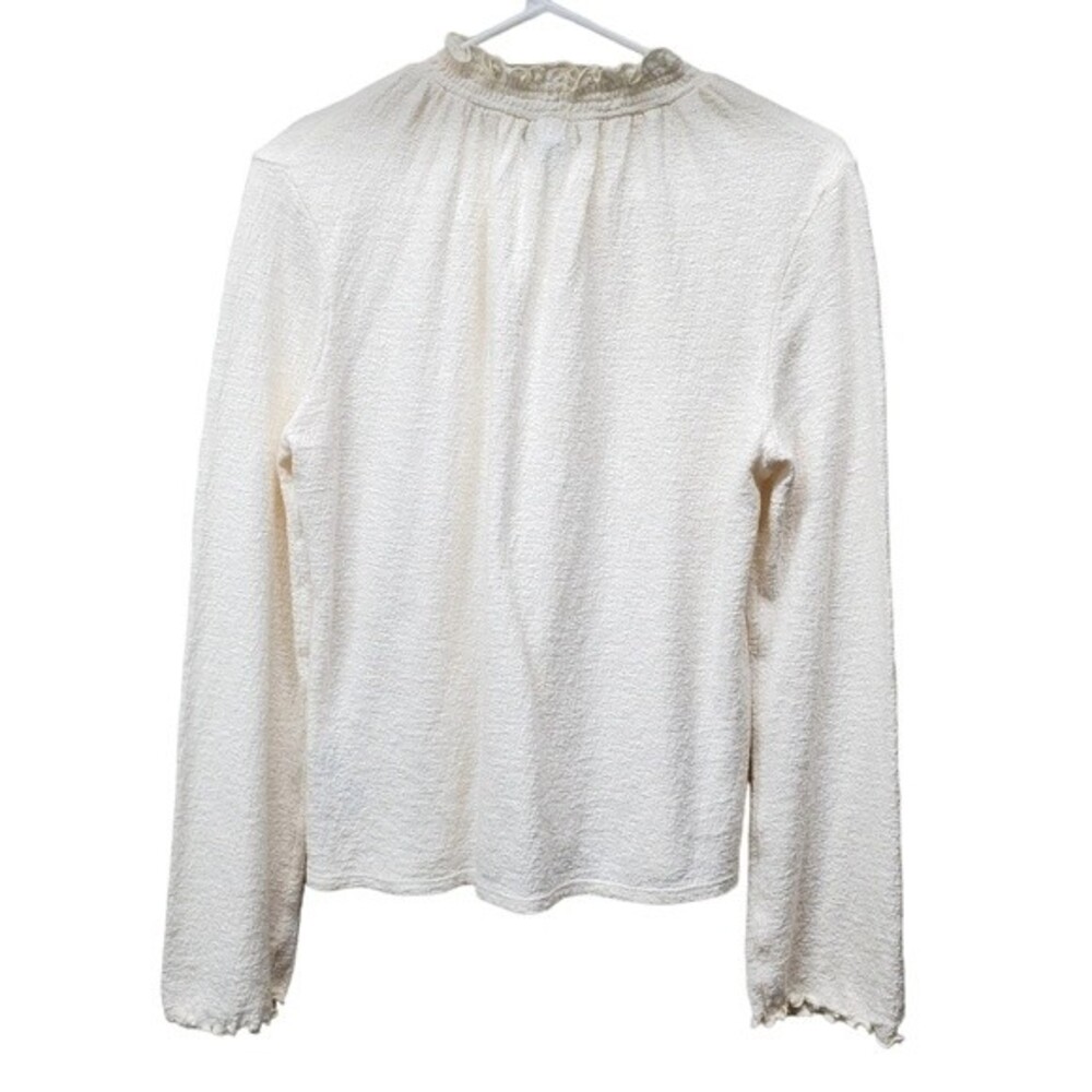 MADEWELL Texture & Thread Cream Ruffle Neck Long Sleeve Top Size M - Picture 3 of 9